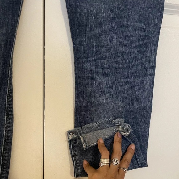 EXPRESS Skinny Ankle Stretch Women’s 8R Distressed Raw Hem Dark Wash Jeans | Y2K - Picture 14 of 16